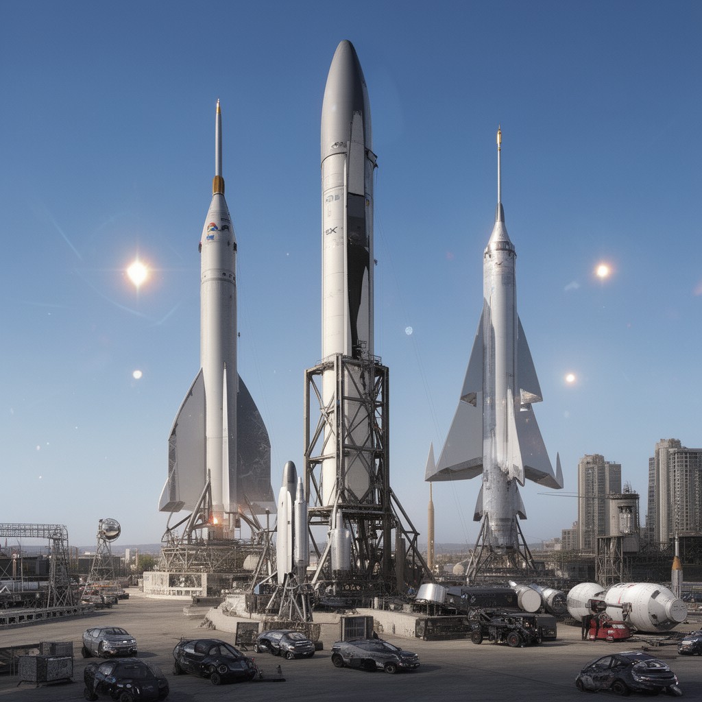 AI-generated illustration of Falcon rocket family