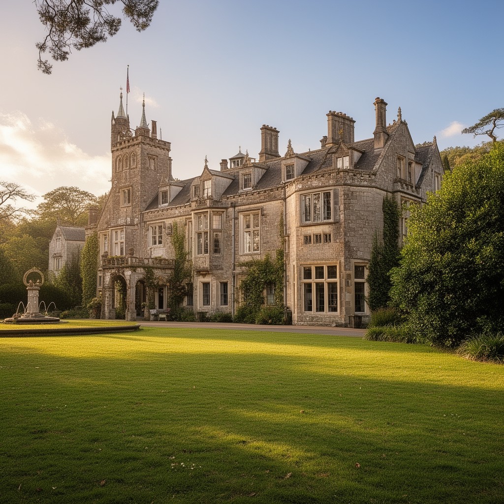 AI-generated illustration of Cherkley Court, Surrey, England