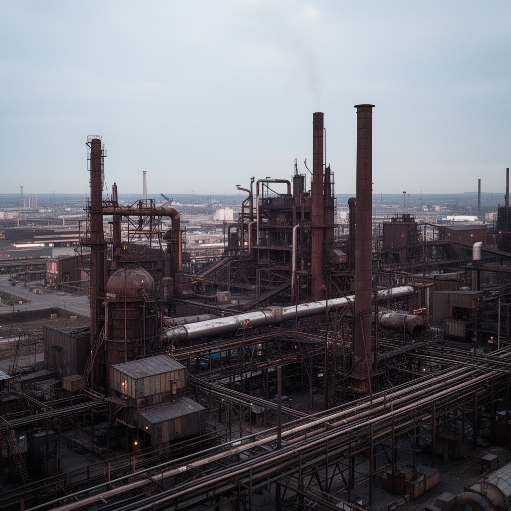 AI-generated illustration of U.S. Steel Gary Works complex
