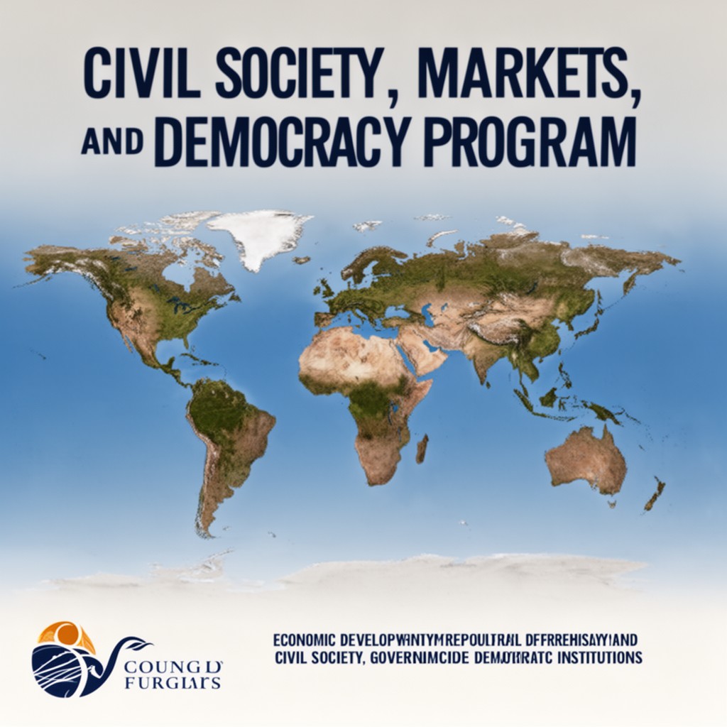 AI-generated illustration of Civil Society, Markets, and Democracy Program