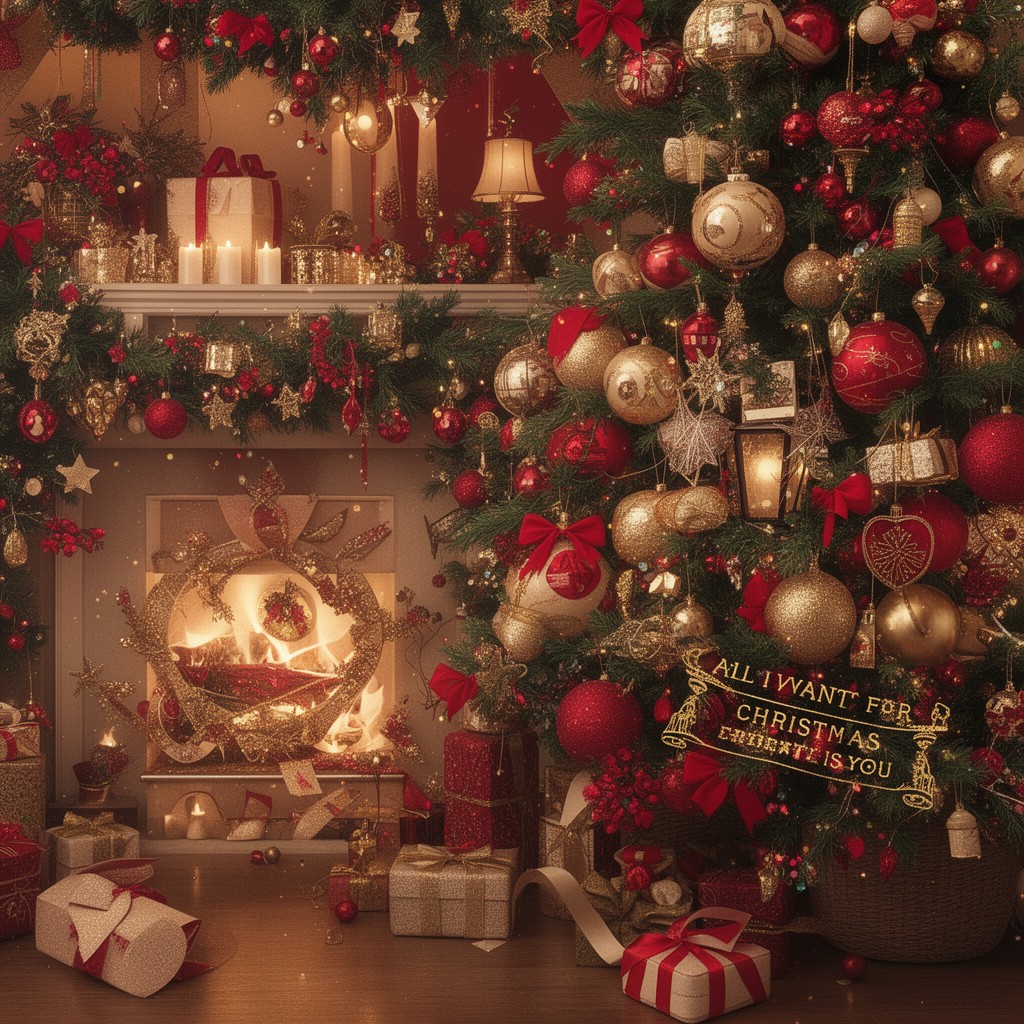 AI-generated illustration of song "All I Want for Christmas Is You"