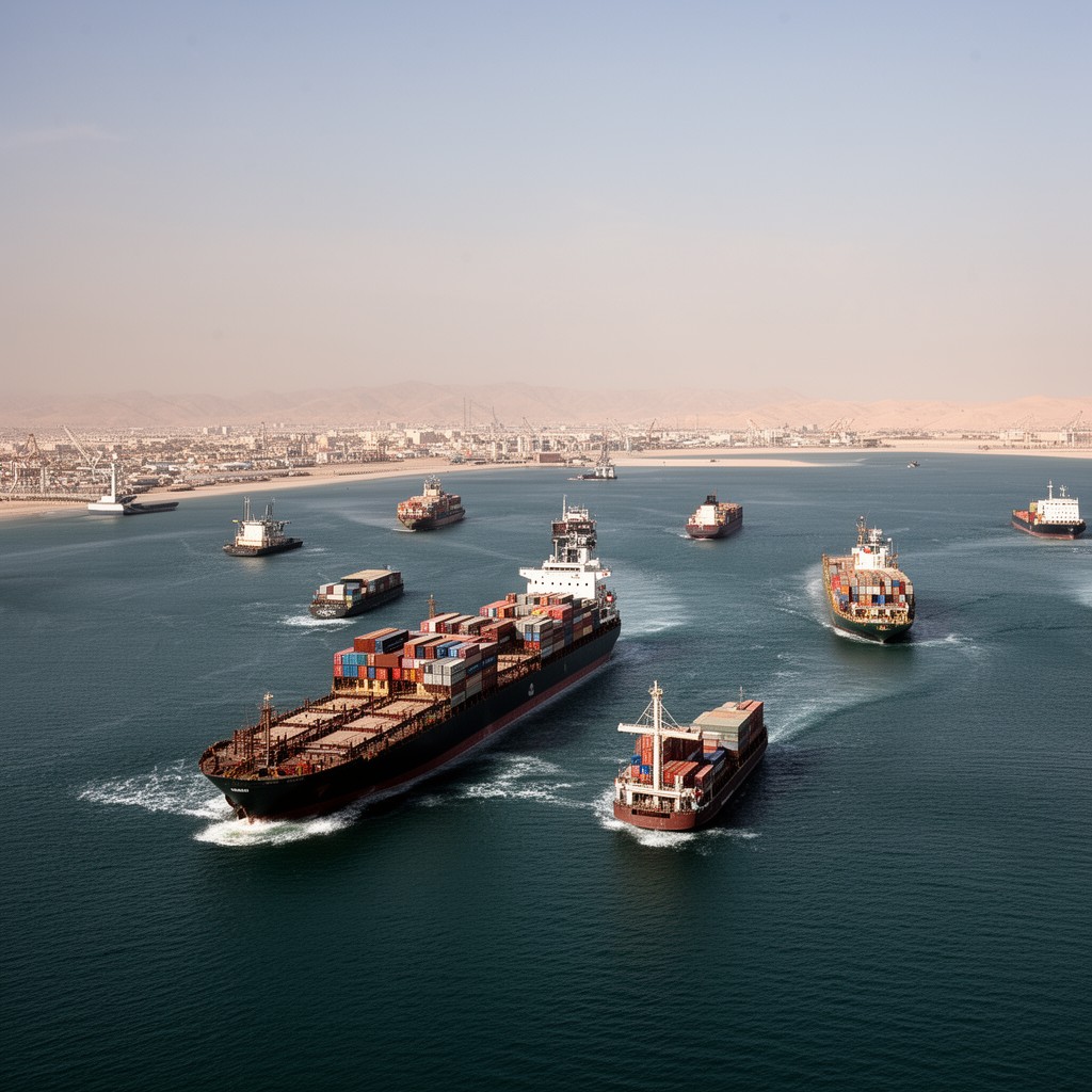 AI-generated illustration of Strait of Hormuz