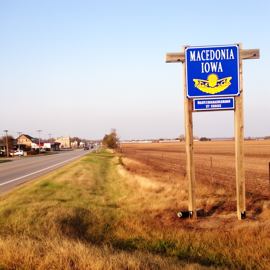 AI-generated illustration of Macedonia, Iowa