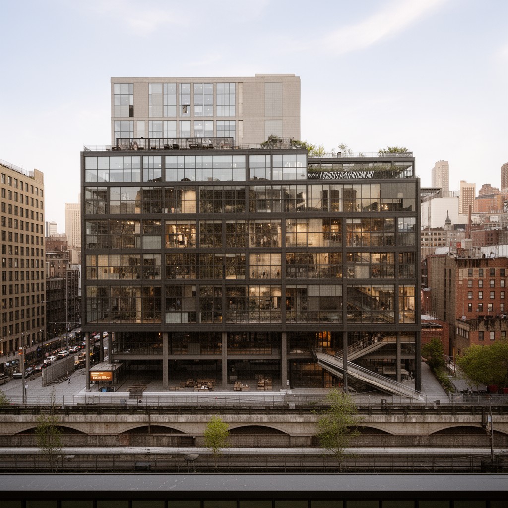 AI-generated illustration of Whitney Museum of American Art building (Meatpacking District)