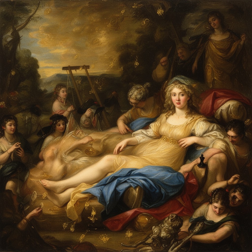 AI-generated illustration of Titian’s “Danaë”