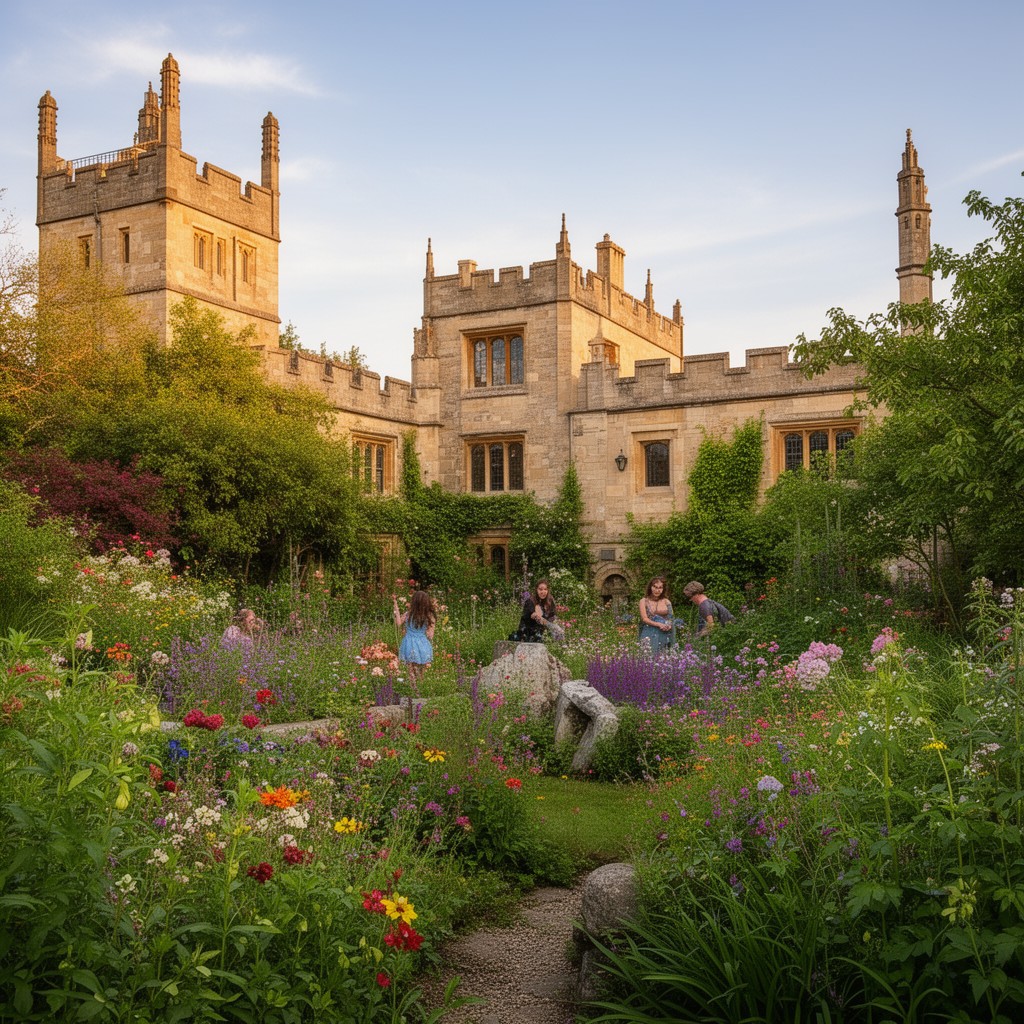 AI-generated illustration of Oxford Botanic Garden