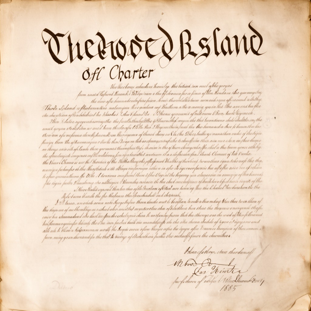 AI-generated illustration of Rhode Island Royal Charter of 1663