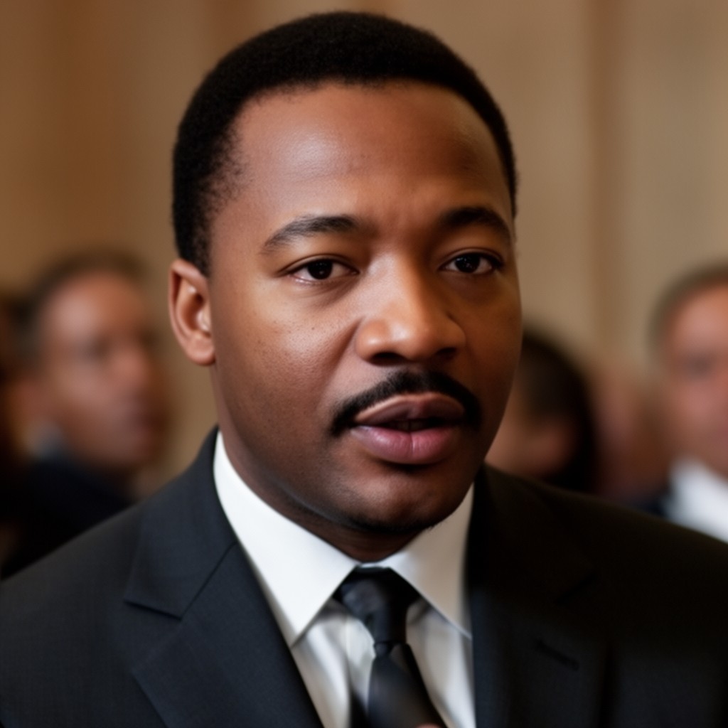 AI-generated illustration of David Oyelowo as Martin Luther King Jr.