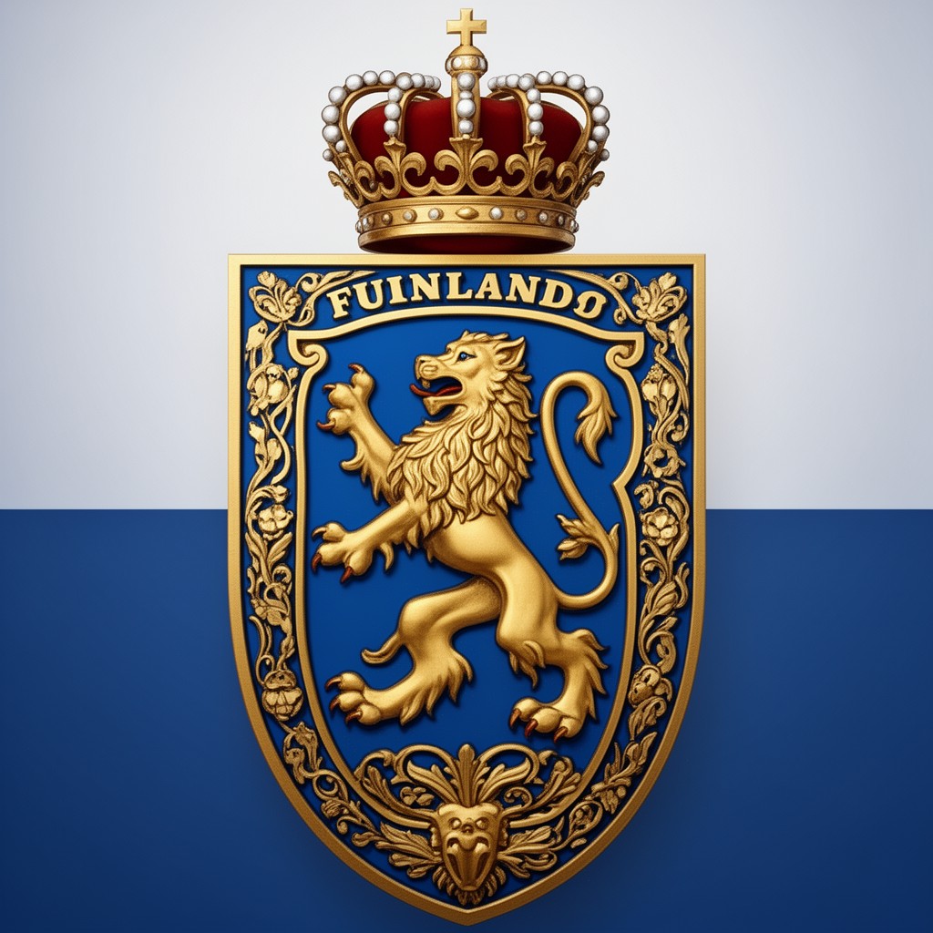 AI-generated illustration of Coat of arms of Finland (used in presidential context)