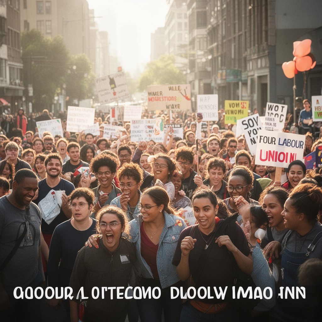 AI-generated illustration of labour movement