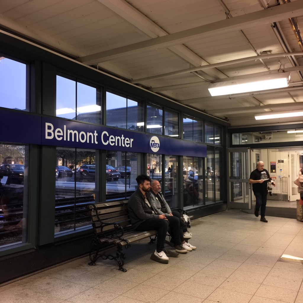 AI-generated illustration of Belmont Center station