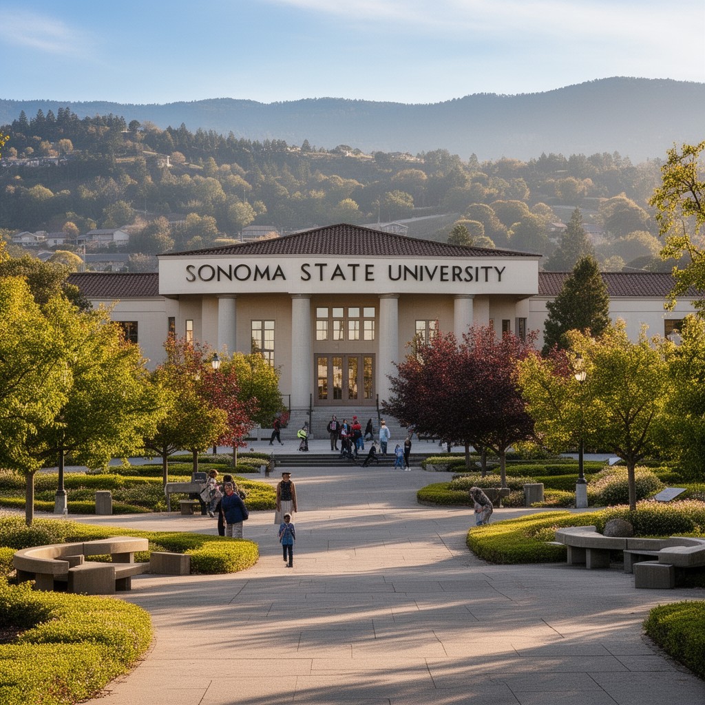 AI-generated illustration of Sonoma State University