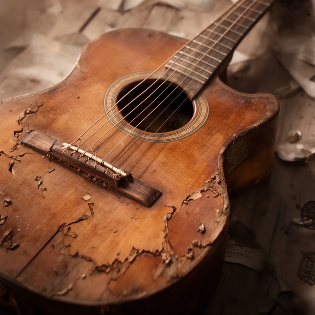AI-generated illustration of Trigger (Martin N-20 guitar)
