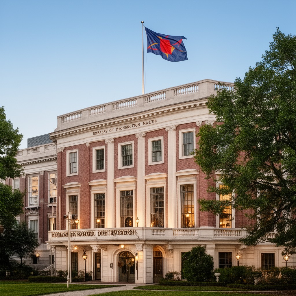 AI-generated illustration of Embassy of Malta in Washington, D.C.