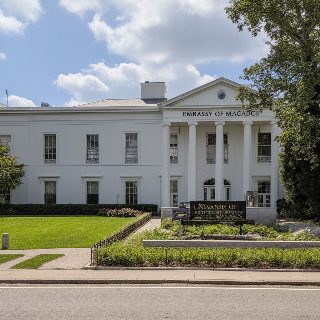 AI-generated illustration of Embassy of North Macedonia in Washington, D.C.