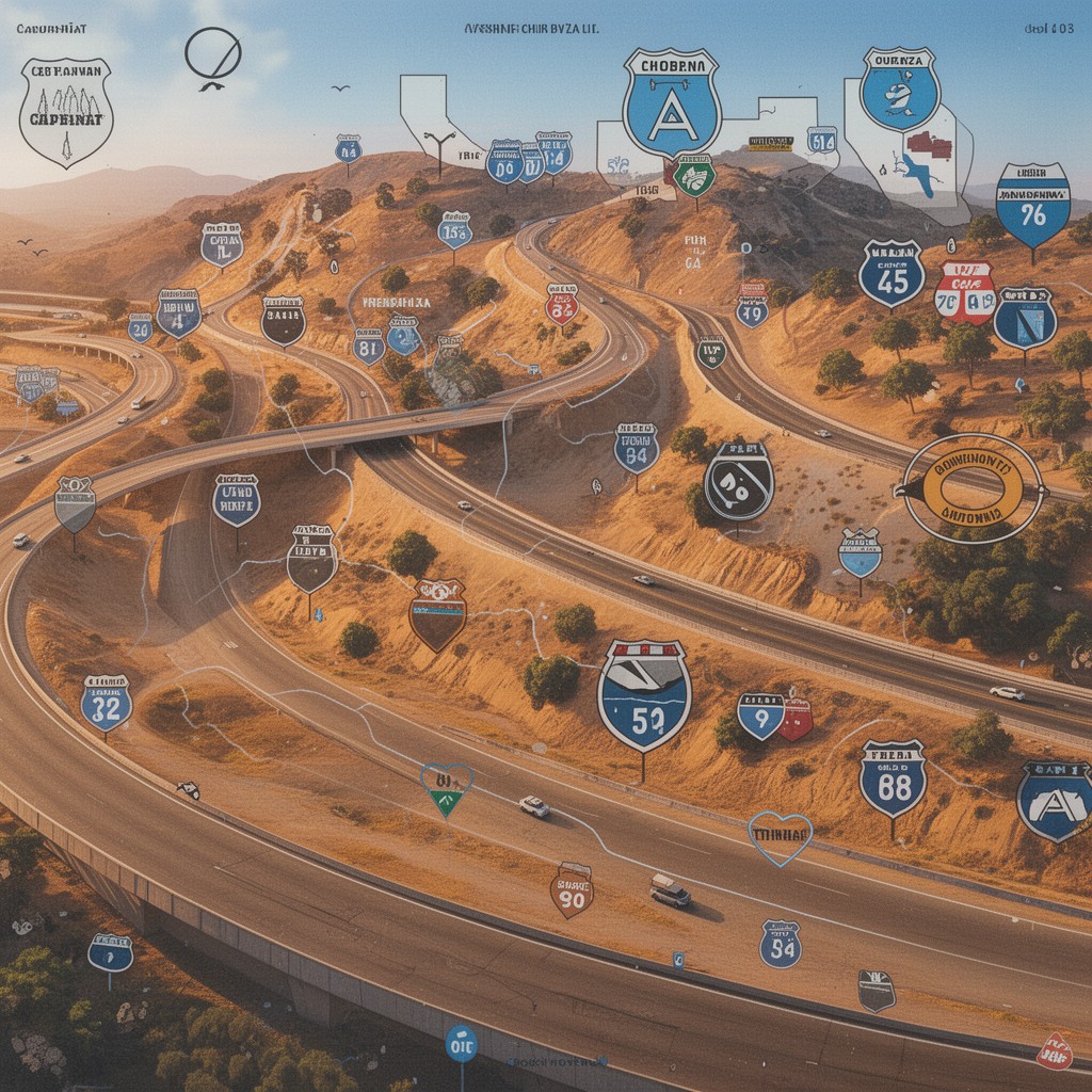 AI-generated illustration of California state highway system