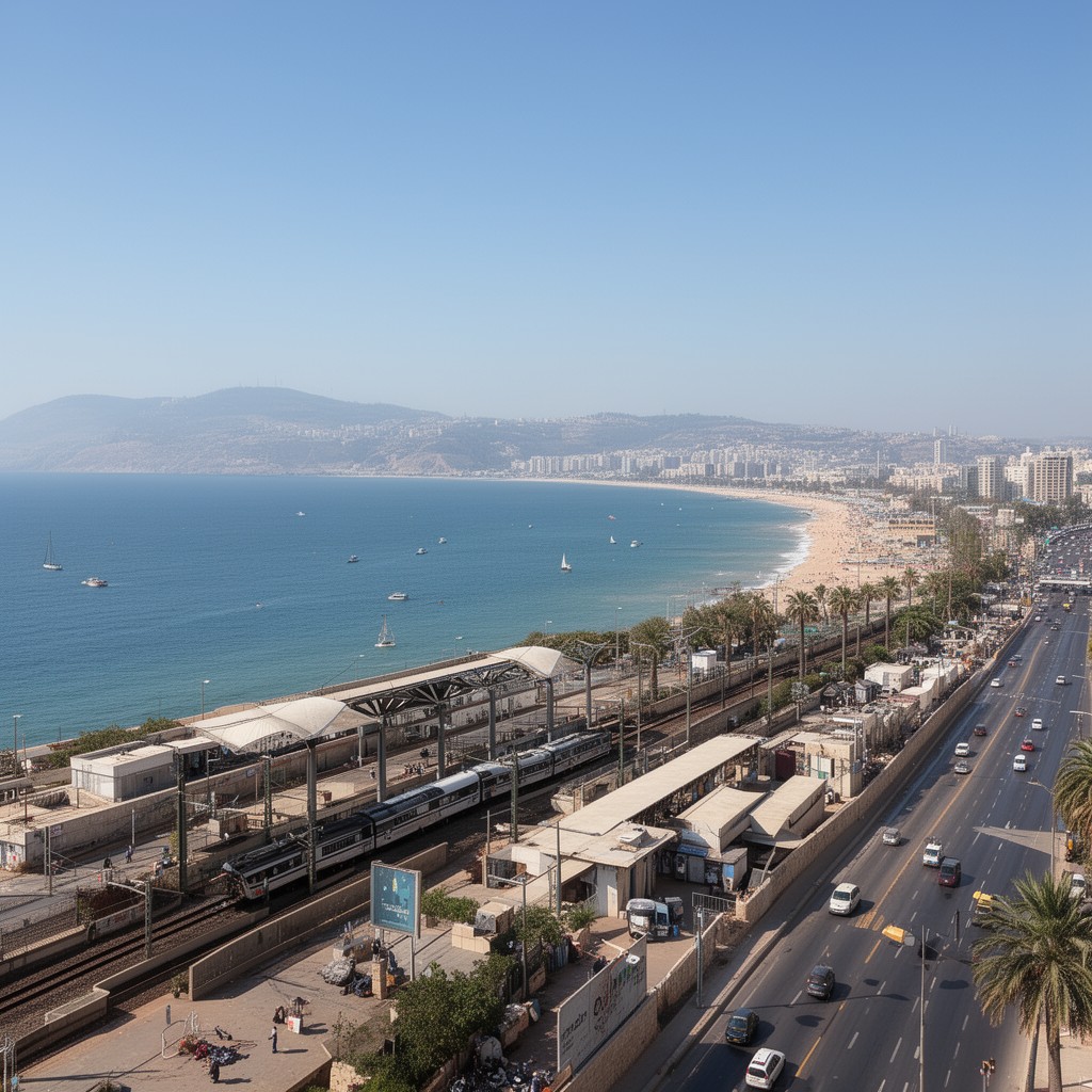 AI-generated illustration of Haifa–Carmel Beach railway station