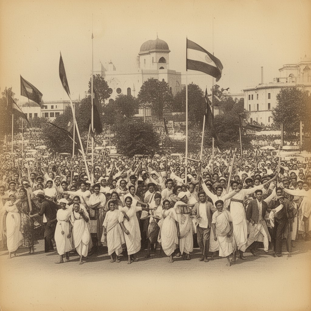 AI-generated illustration of Indian National Congress movement