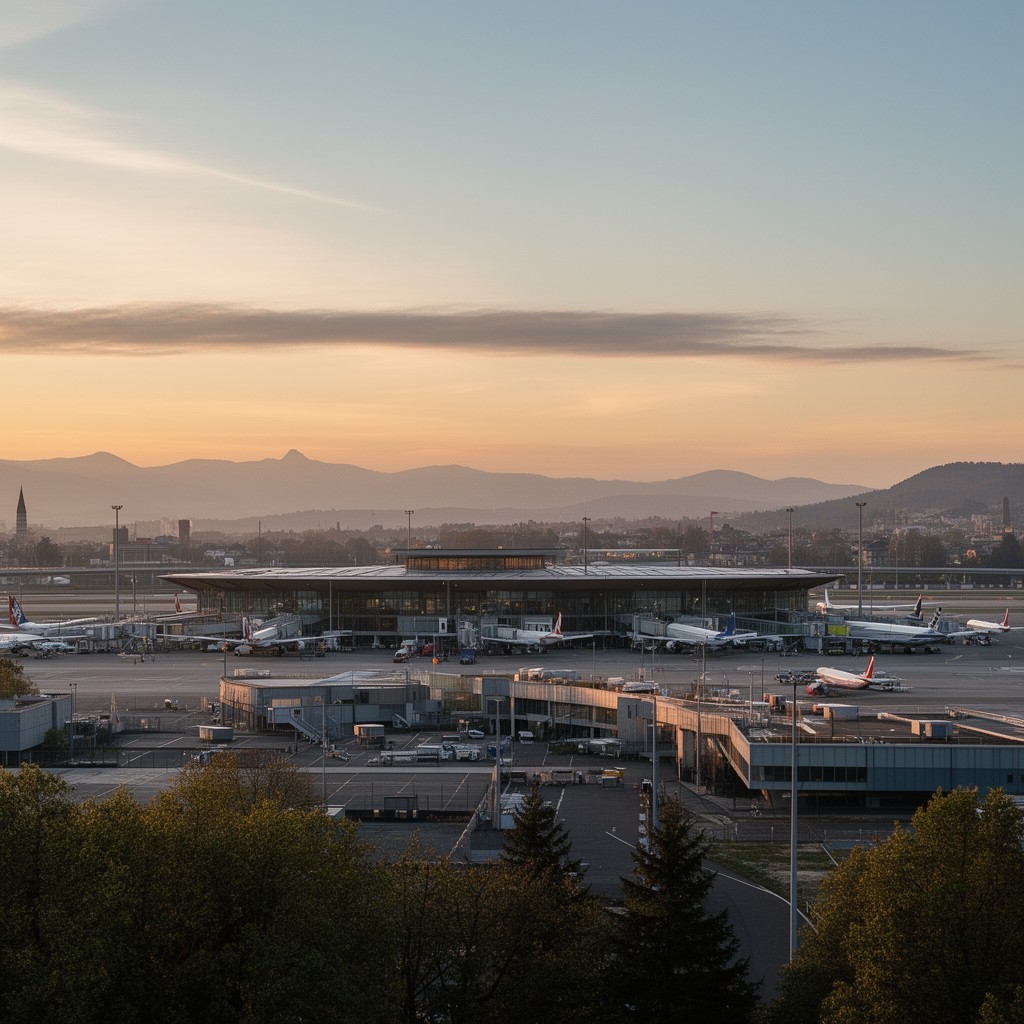 AI-generated illustration of Zurich Airport