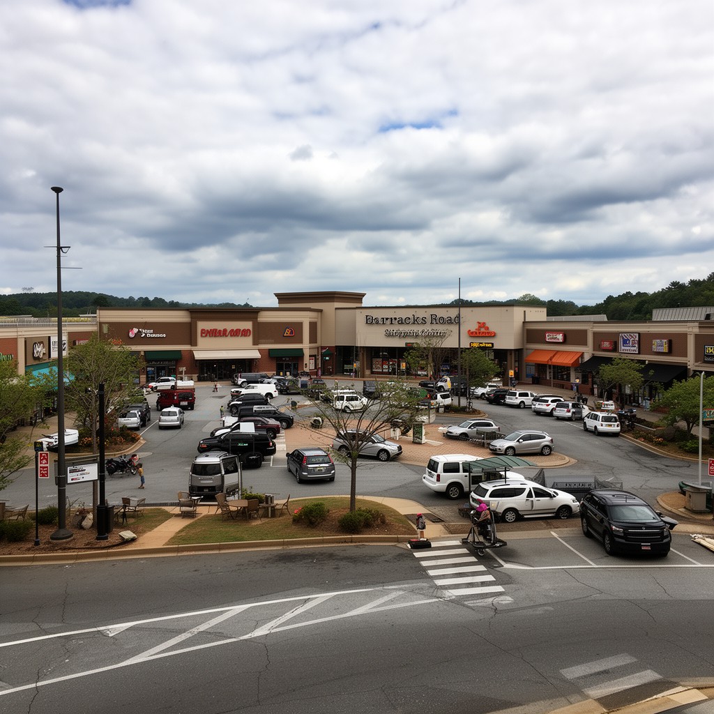 AI-generated illustration of Barracks Road Shopping Center