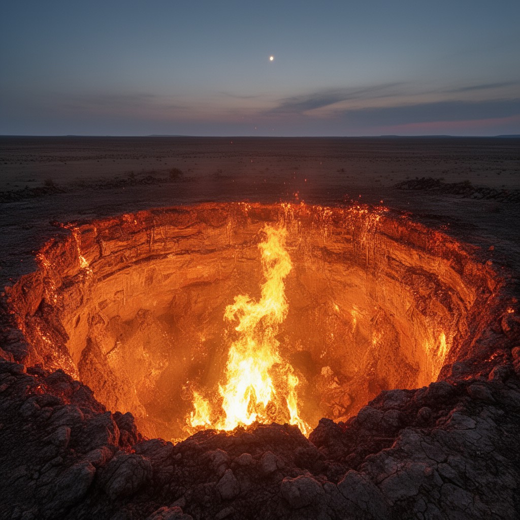 AI-generated illustration of Darvaza gas crater