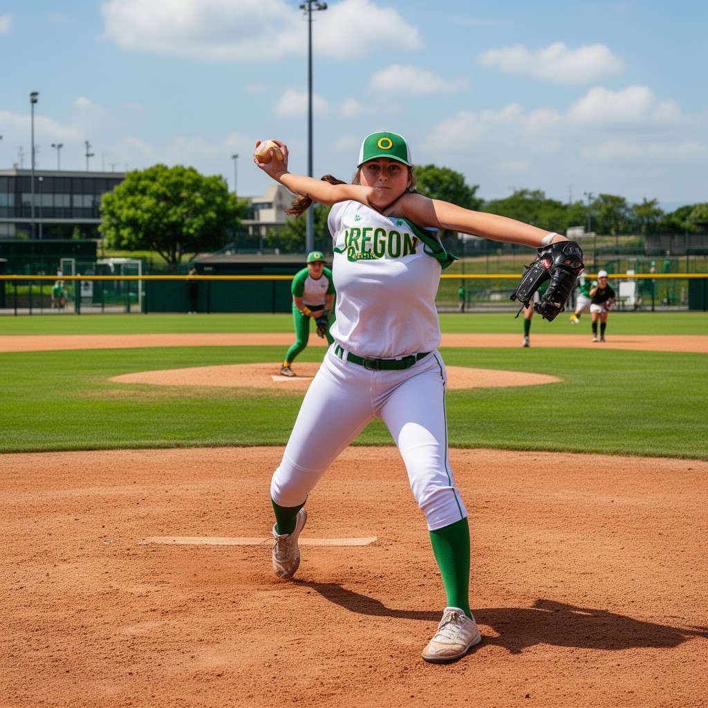 AI-generated illustration of Oregon Ducks softball