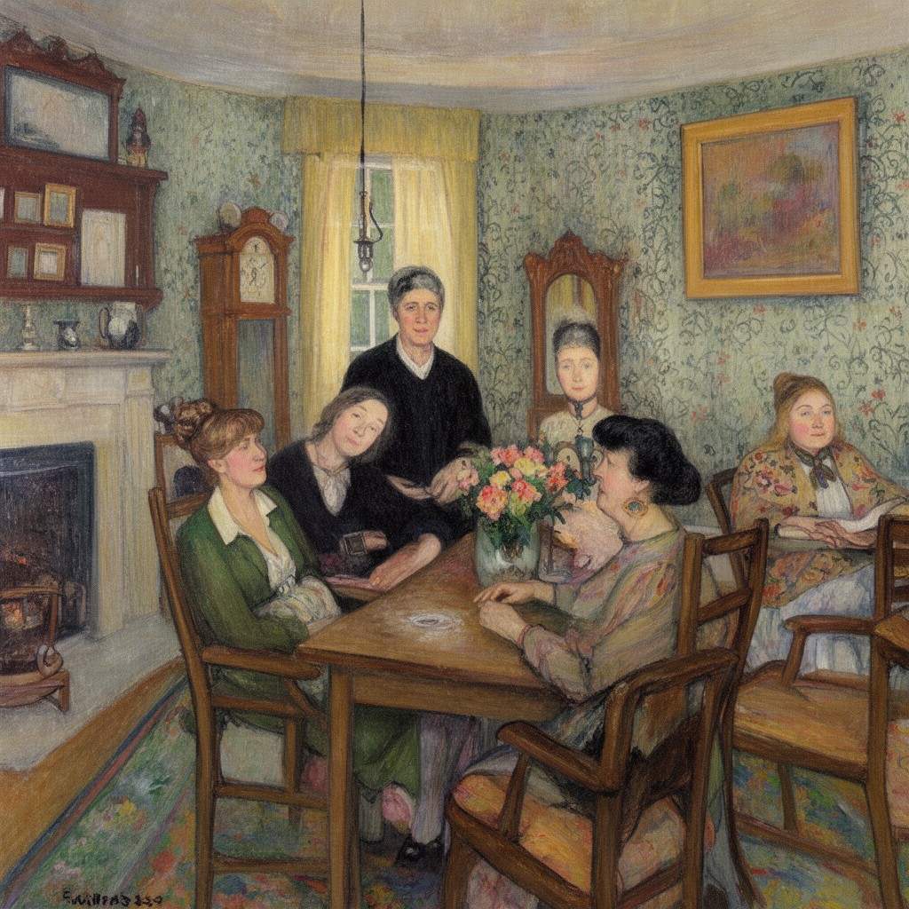 AI-generated illustration of The Artist’s Mother and Sister in the Dining Room