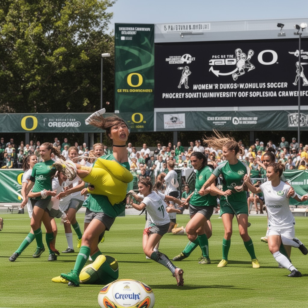AI-generated illustration of Oregon Ducks women's soccer