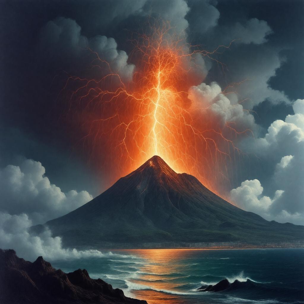 AI-created image of 1902 Mount Pelée eruption