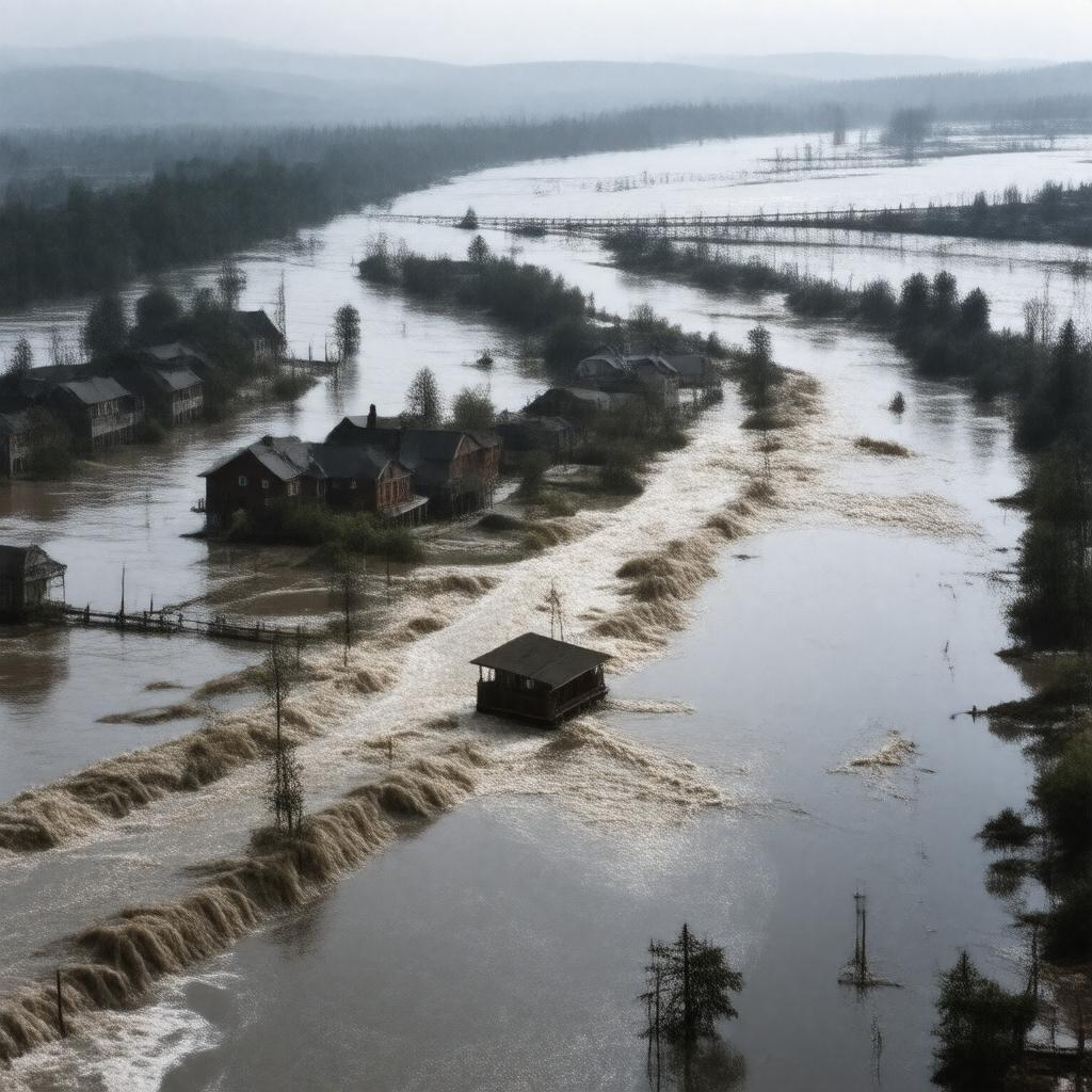 Click to view larger image AI-created image of 1948 Vanport flood