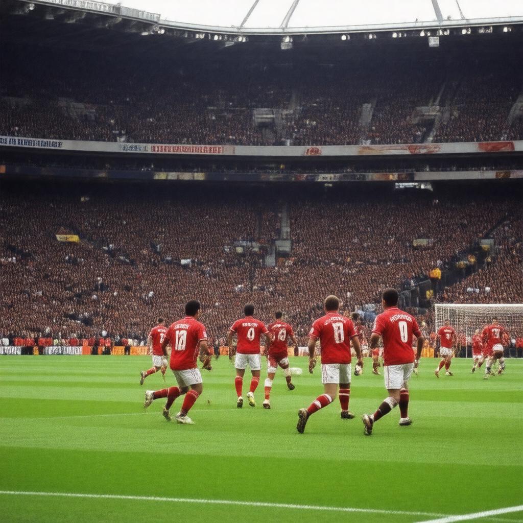 AI-created image of 1999 Manchester United vs Bayern Munich