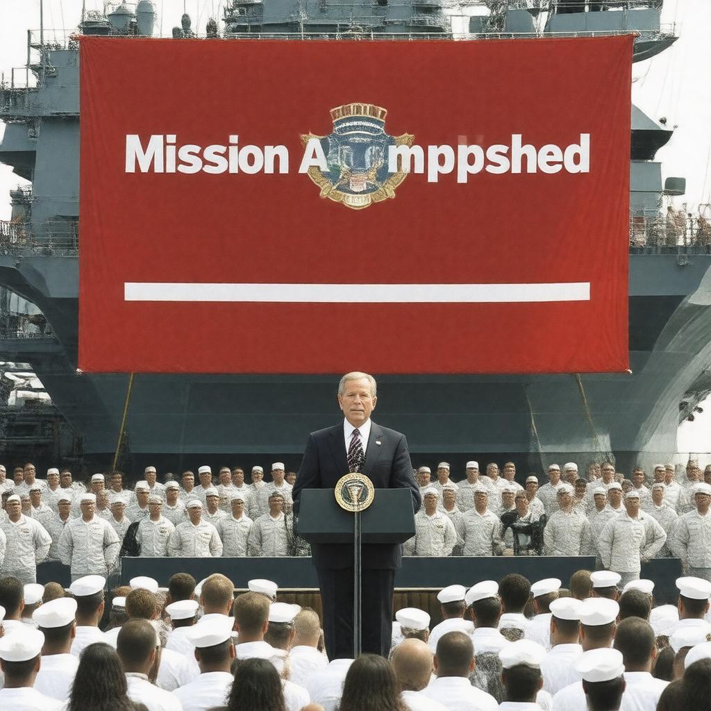 Click to view larger image AI-created image of 2003 Mission Accomplished speech