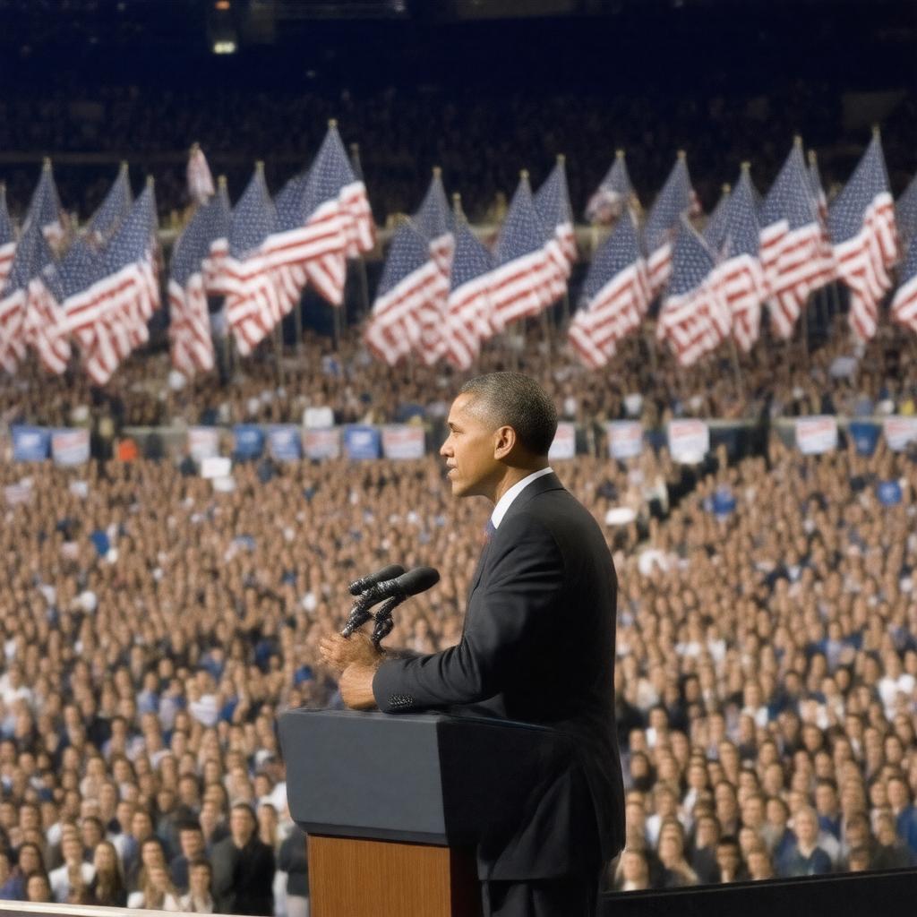 Click to view larger image AI-created image of 2004 Democratic National Convention keynote address