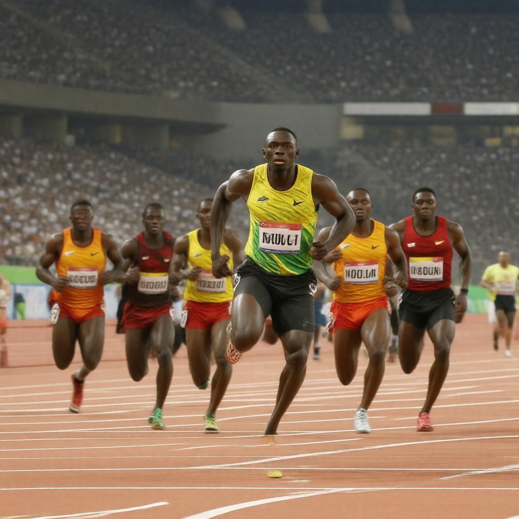 Click to view larger image AI-created image of 2008 Beijing 100m