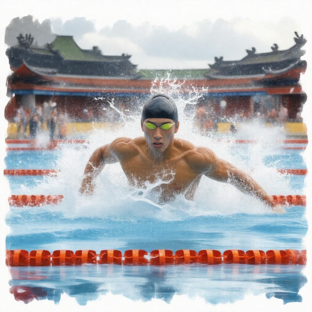 AI-created image of 2010 Guangzhou 1500m freestyle
