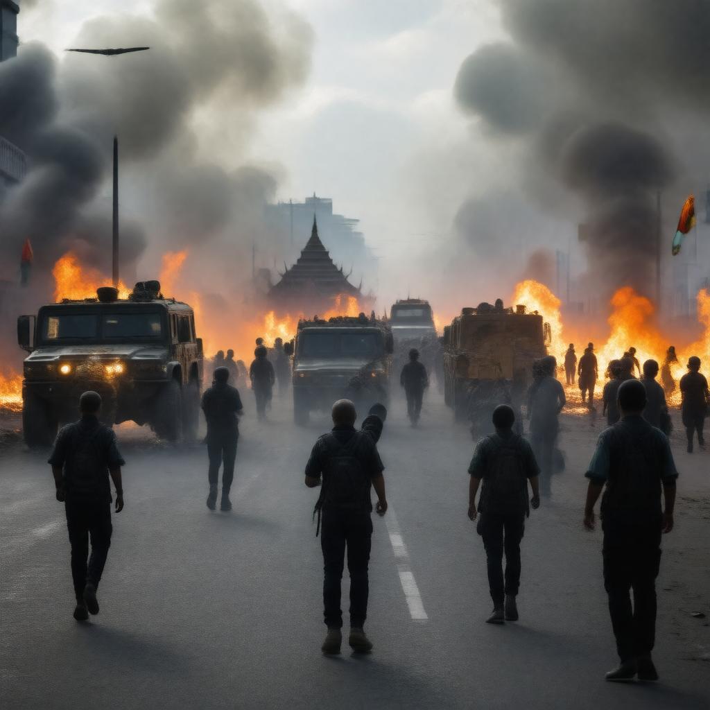 AI-created image of 2021 Myanmar coup d'état