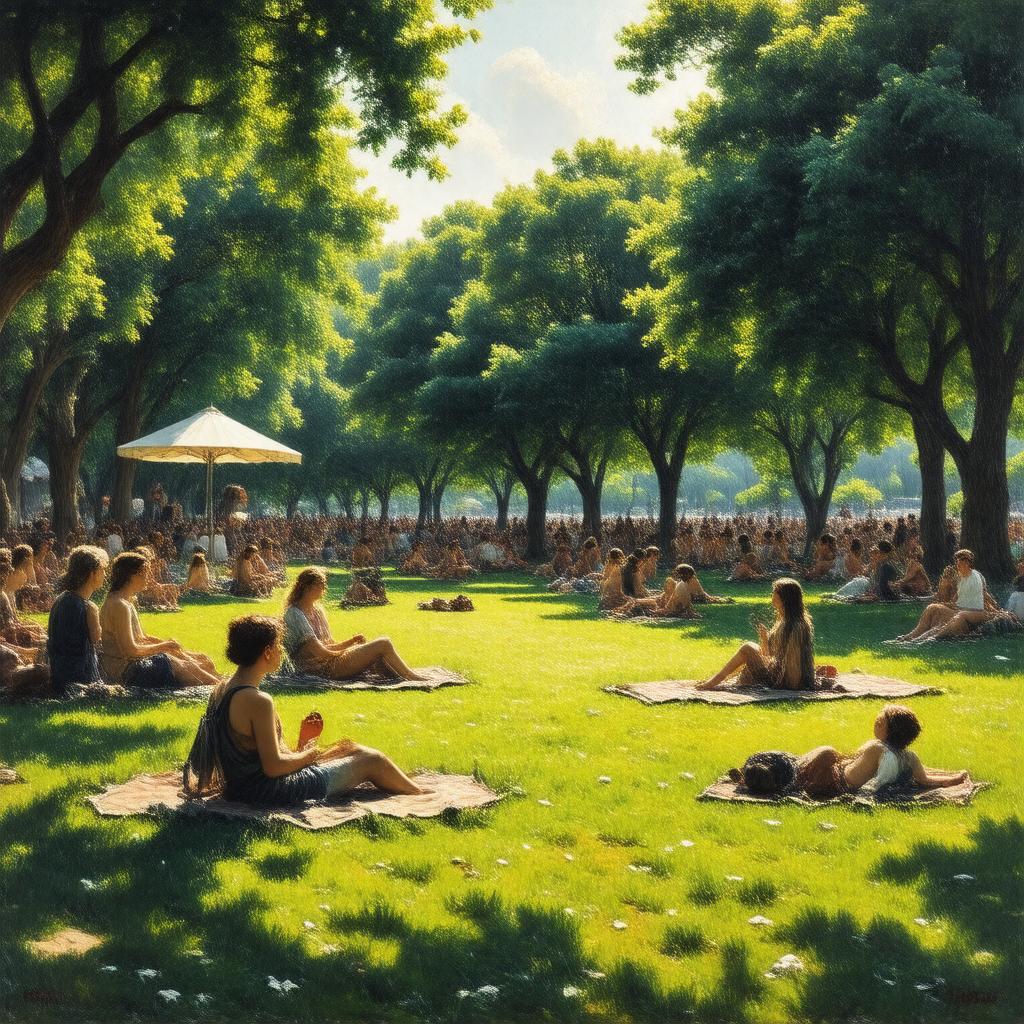 AI-created image of A Sunday Afternoon on the Island of La Grande Jatte