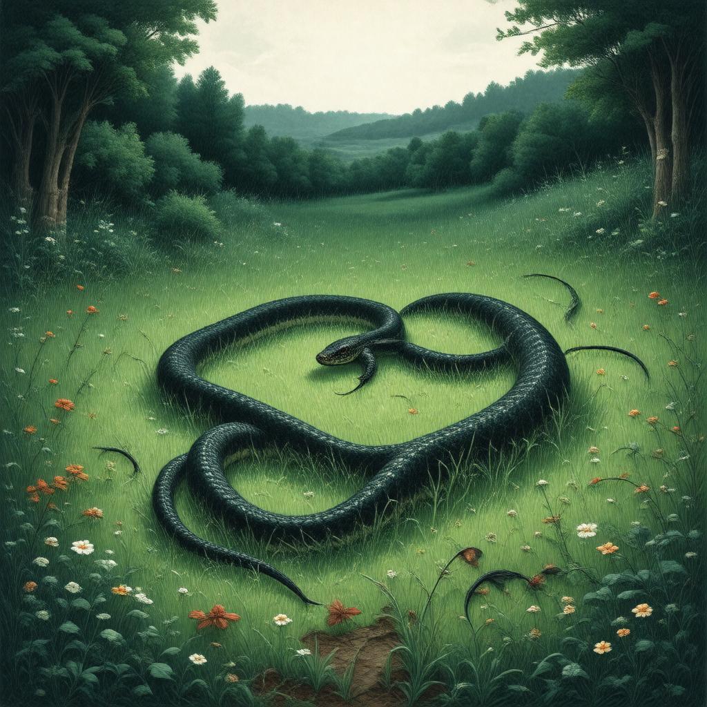 Click to view larger image AI-created image of A narrow Fellow in the Grass