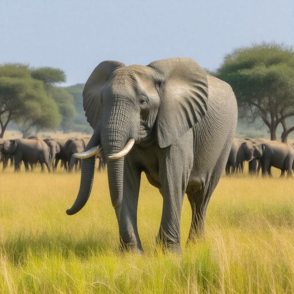 AI-created image of African savanna elephant