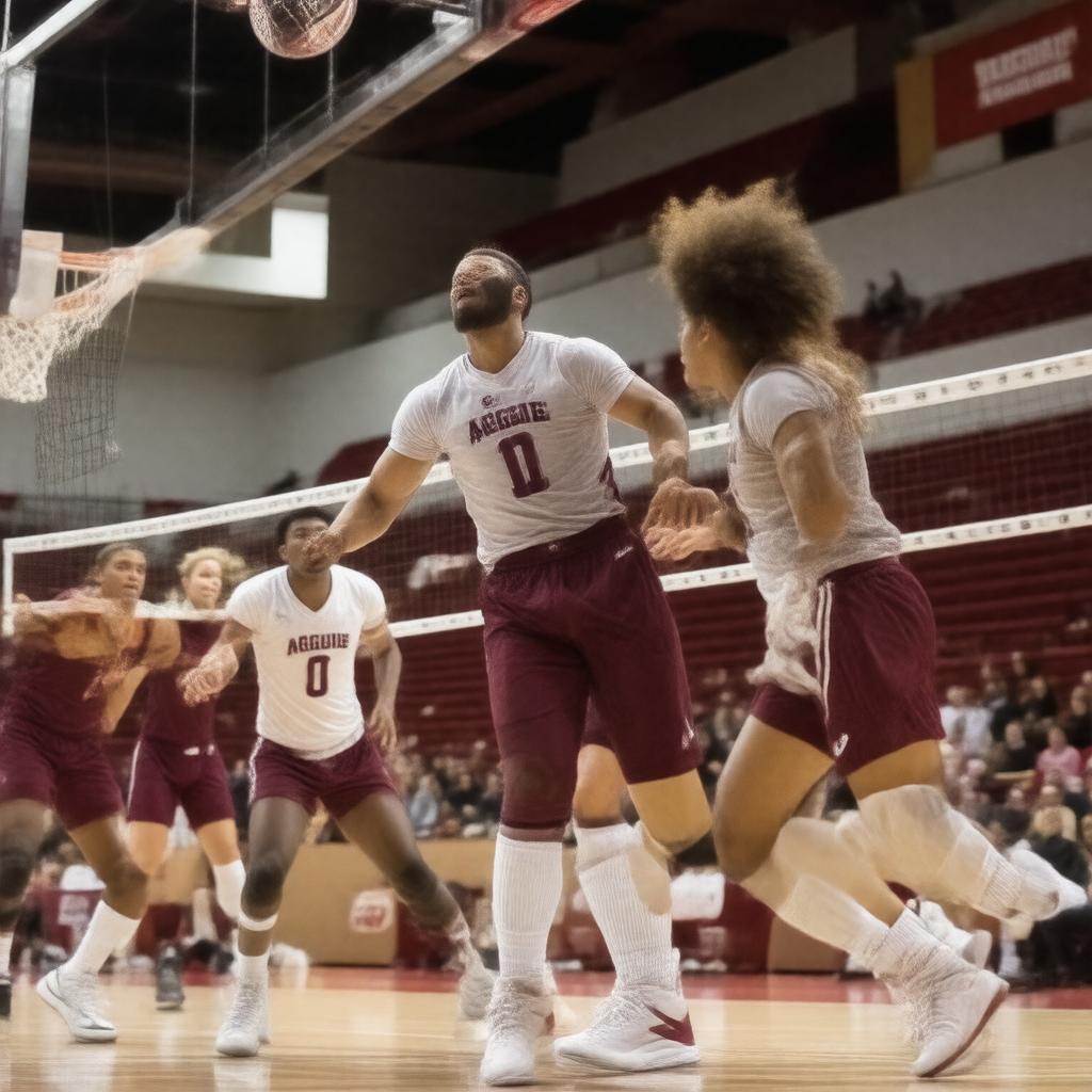 Click to view larger image AI-created image of Aggie Volleyball