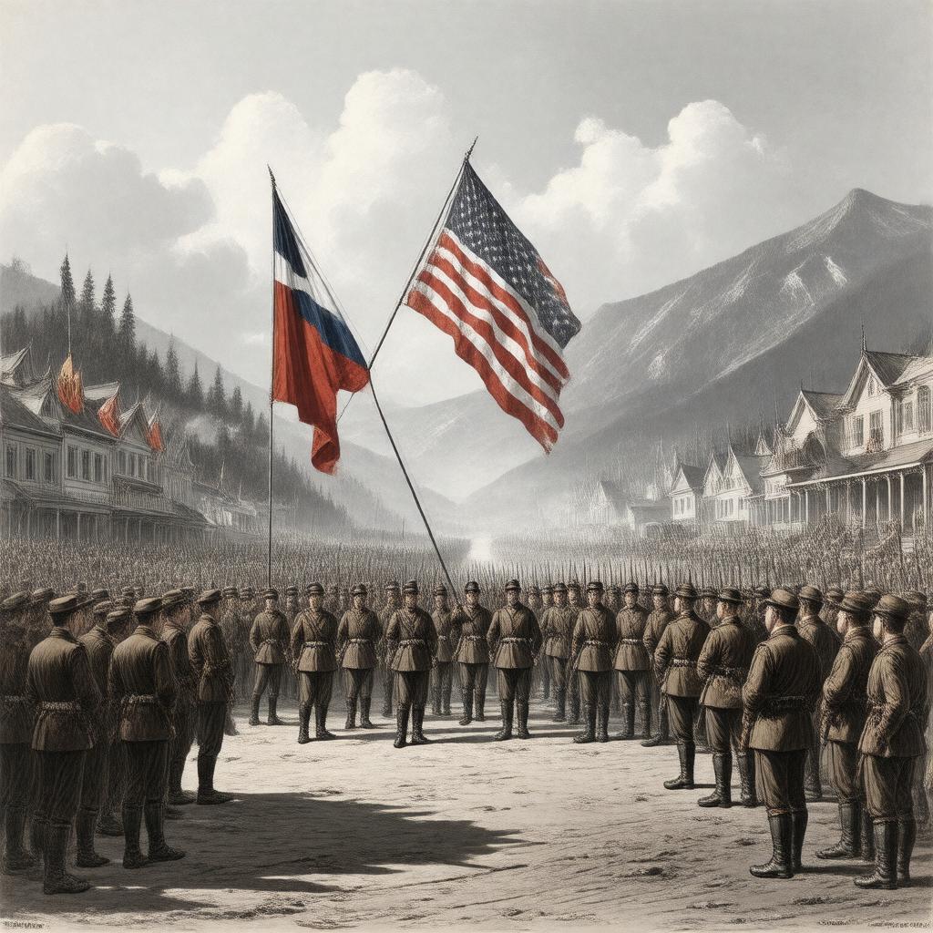 Click to view larger image AI-created image of Alaska Purchase transfer ceremony