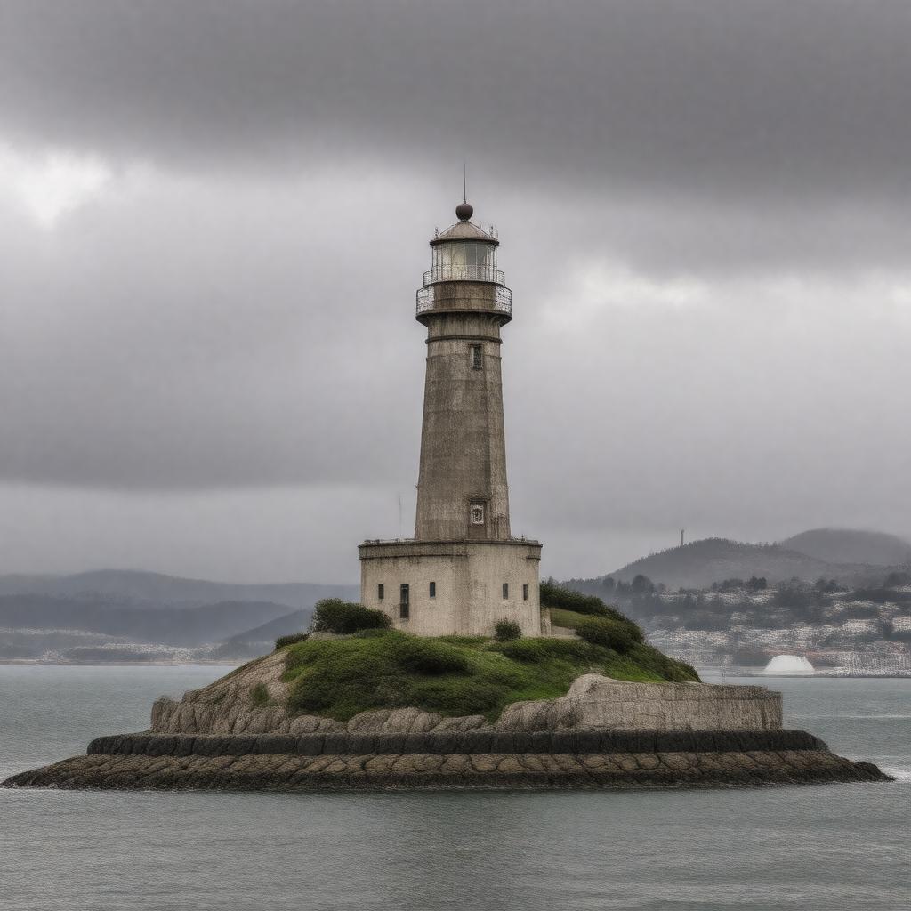Click to view larger image AI-created image of Alcatraz Island Lighthouse