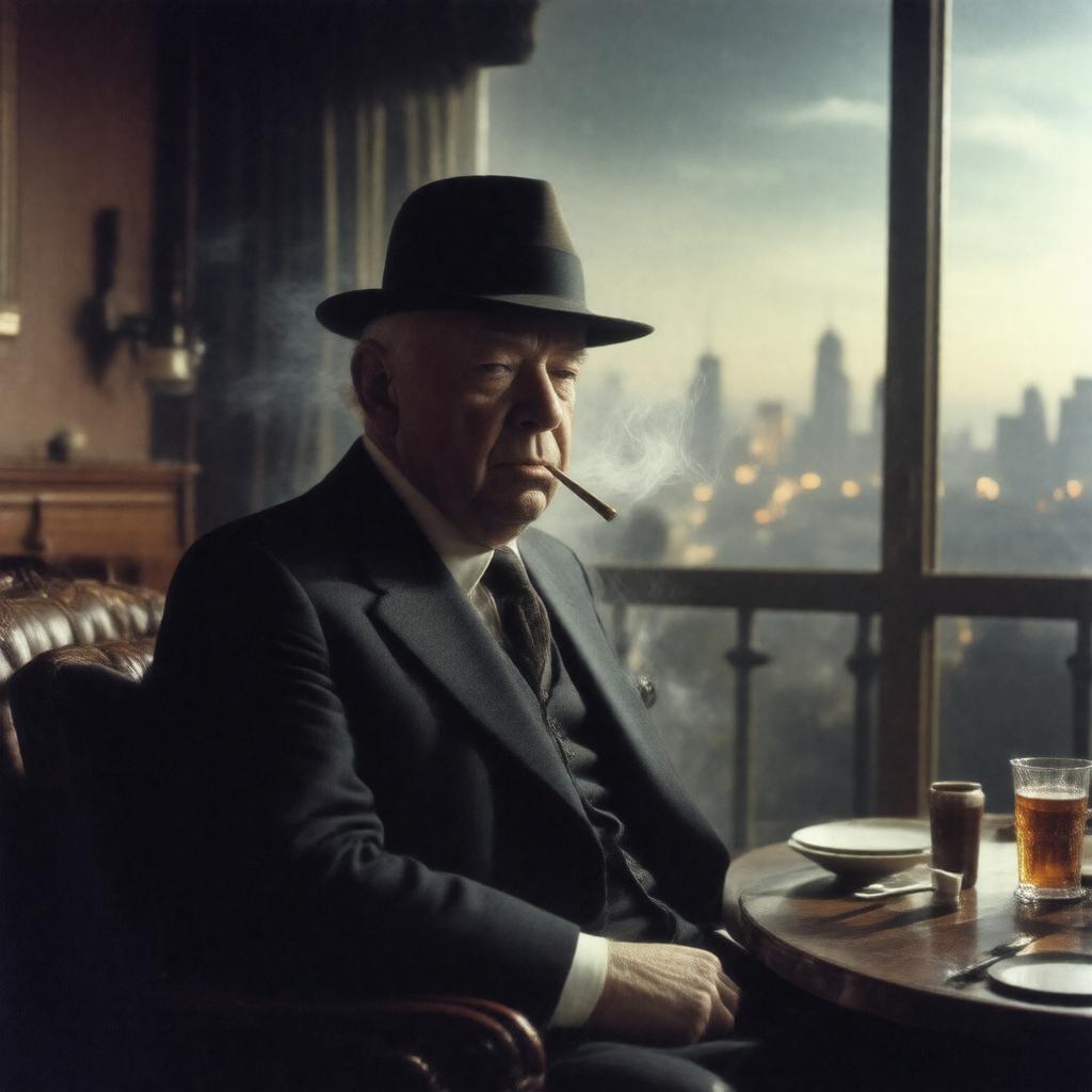 AI-created image of Alfred Hitchcock