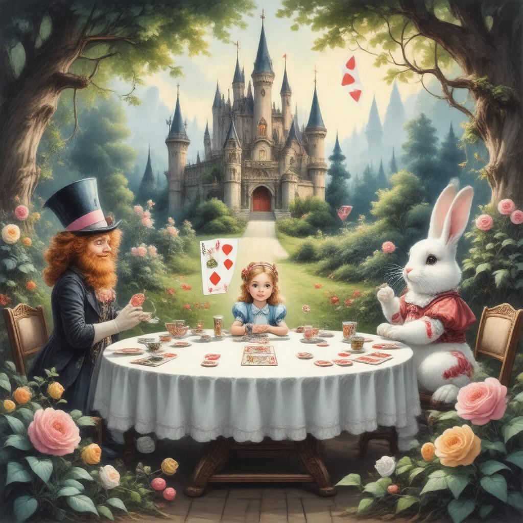 AI-created image of Alice in Wonderland (children's play)