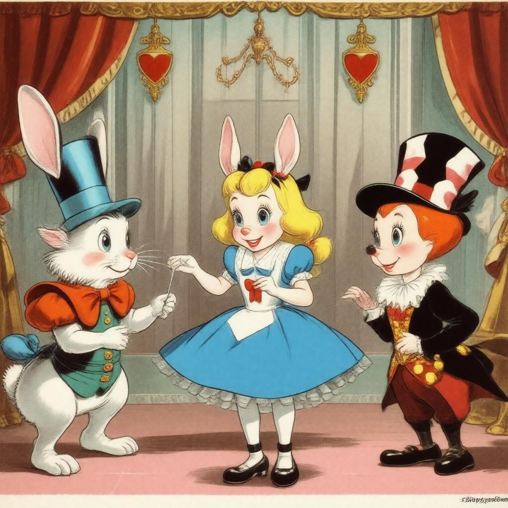 AI-created image of Alice in Wonderland (comic strip)
