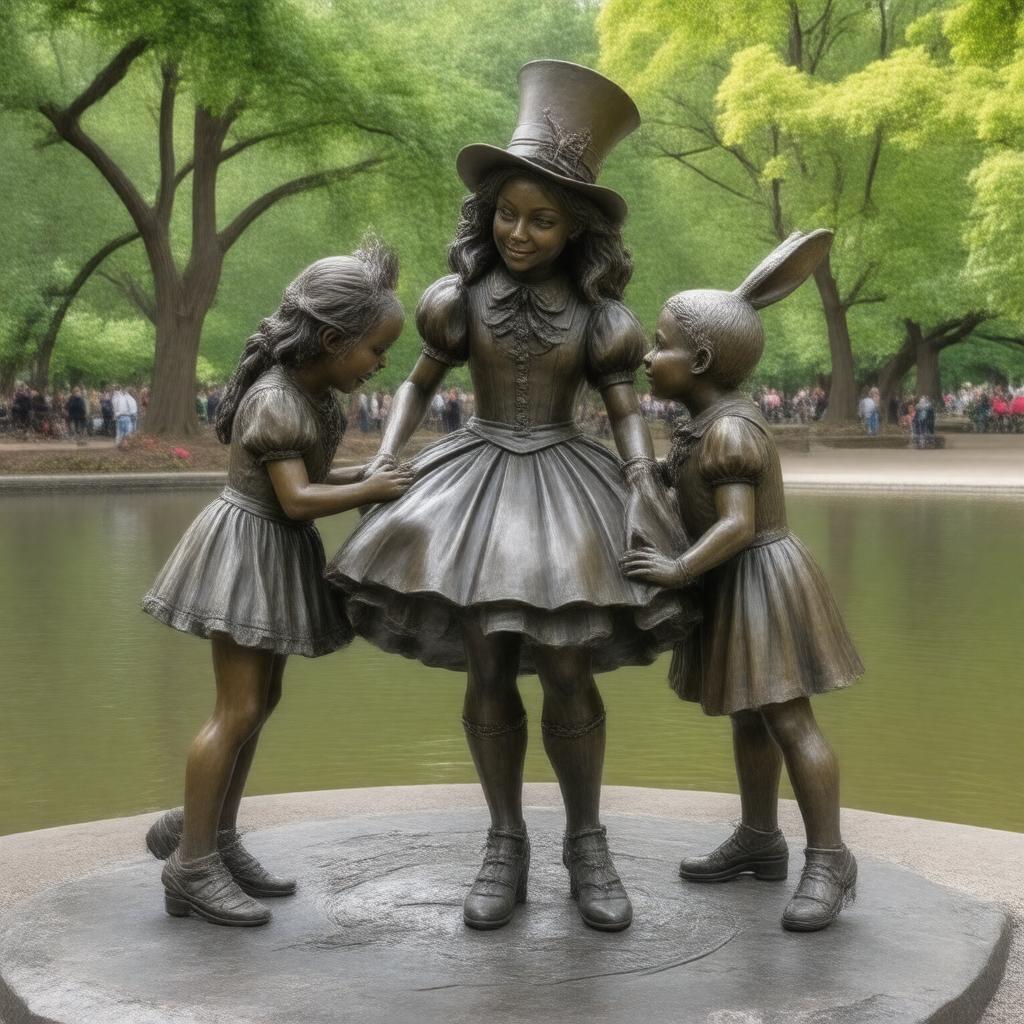AI-created image of Alice in Wonderland statue