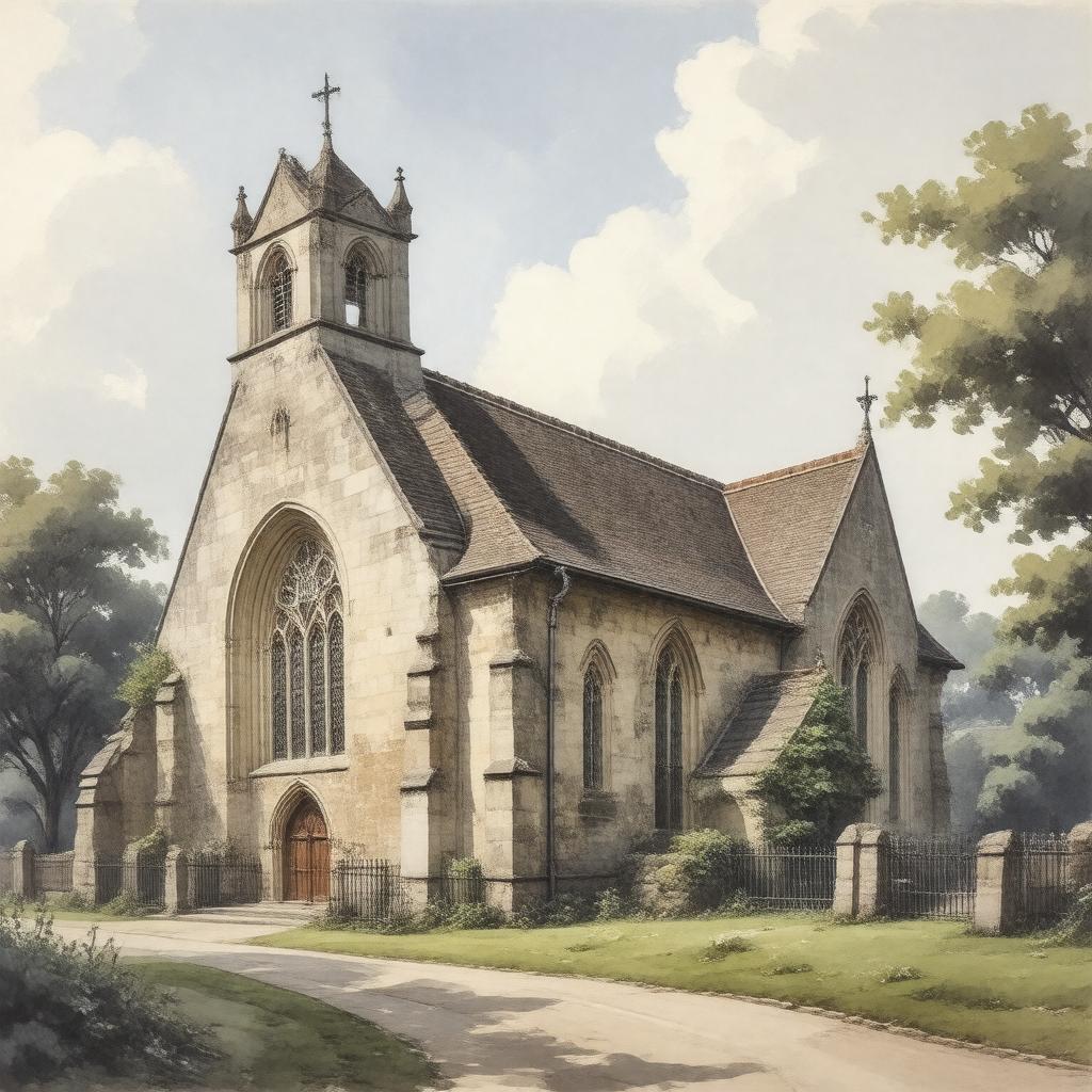 AI-created image of All Saints Church, Laleham
