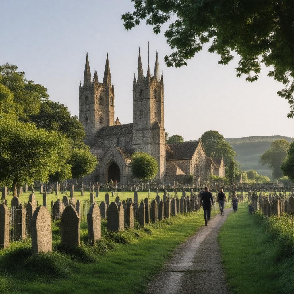 Click to view larger image AI-created image of All Saints' Churchyard, Sutton Courtenay, Oxfordshire