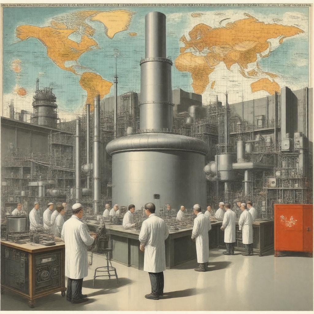 Click to view larger image AI-created image of Allied nuclear research during World War II