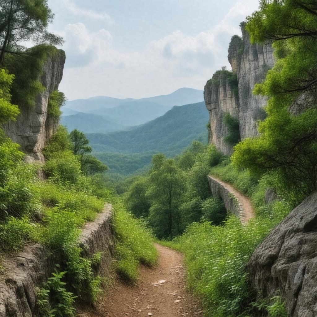 Click to view larger image AI-created image of Alum Cave Trail